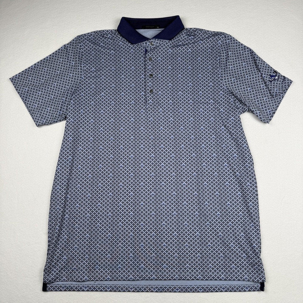 Greyson Polo Shirt Mens XL Blue Navy Geometric Golf Performance Quail Creek